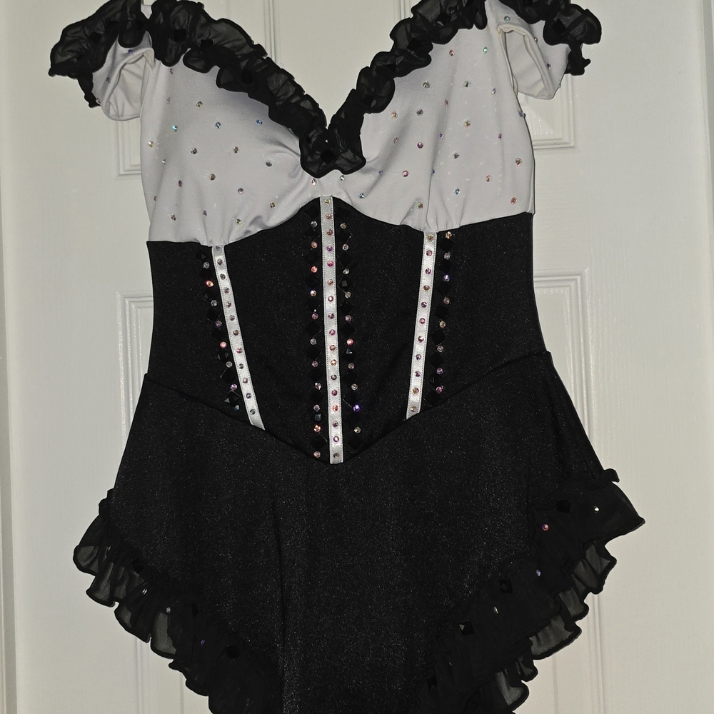 Custom Made Black and White Ruffled Dance Costume